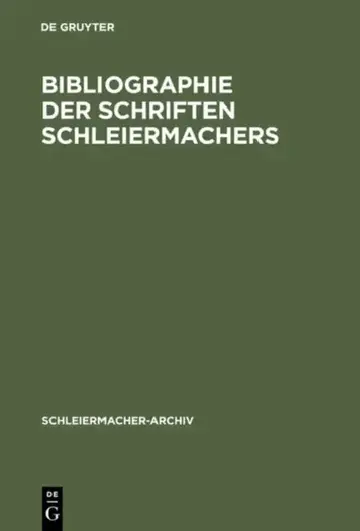 Cover of Bibliographie Der Schriften Schleiermachers