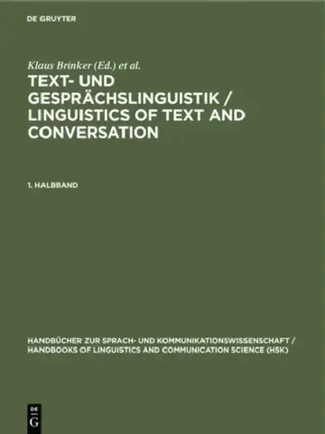 Cover of Text- Und Gesprächslinguistik 1. Halbband