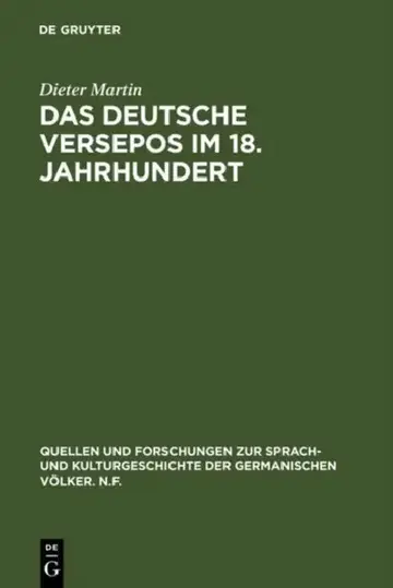 Cover of Das Deutsche Versepos Im 18. Jahrhundert