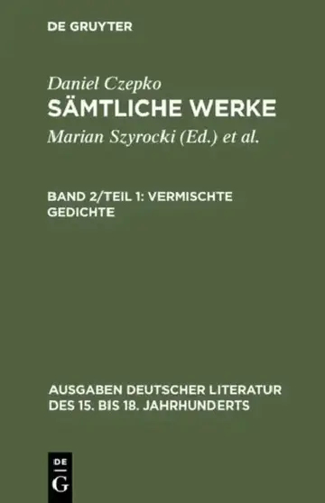 Cover of Sämtliche Werke, Band 2/Teil 1, Vermischte Gedichte