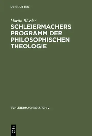 Cover of Schleiermachers Programm der Philosophischen Theologie
