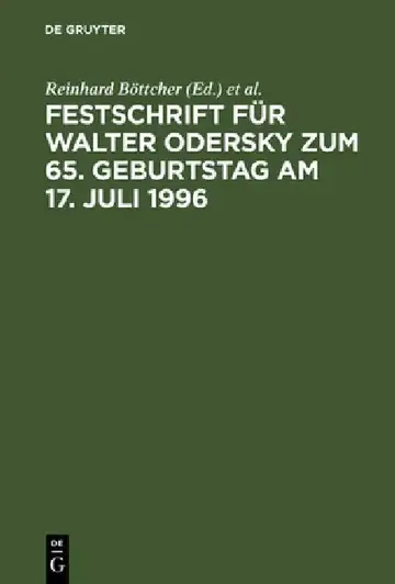 Cover of Festschrift Für Walter Odersky Zum 65. Geburtstag Am 17. Juli 1996
