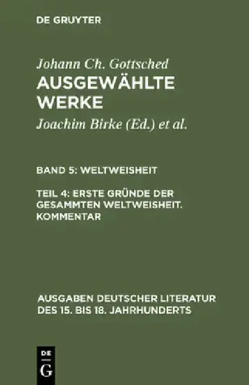 Cover of Ausgewählte Werke, Band 5/Teil 4, Erste Gründe der gesammten Weltweisheit. Kommentar