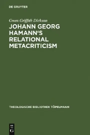 Cover of Johann Georg Hamann's Relational Metacriticism