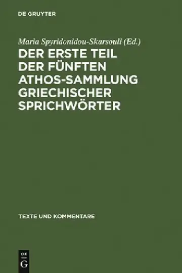 Cover of Der erste Teil der fünften Athos-Sammlung griechischer Sprichwörter