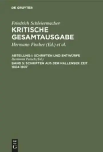 Cover of Schriften aus der Hallenser Zeit 1804-1807