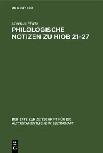 Cover of Philologische Notizen zu Hiob 21-27