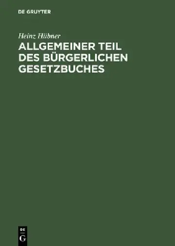 Cover of Allgemeiner Teil Des Bürgerlichen Gesetzbuches