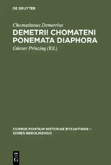 Cover of Demetrii Chomateni Ponemata diaphora