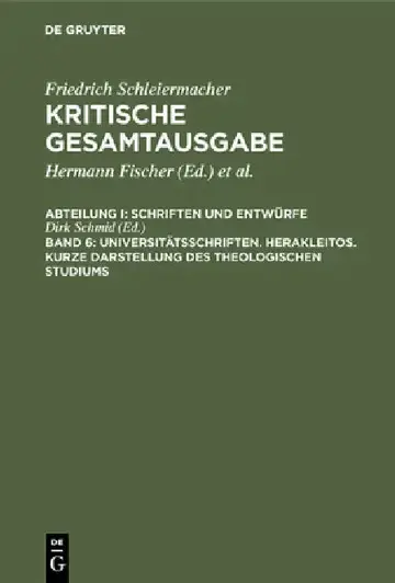 Cover of Universitätsschriften. Herakleitos. Kurze Darstellung Des Theologischen Studiums