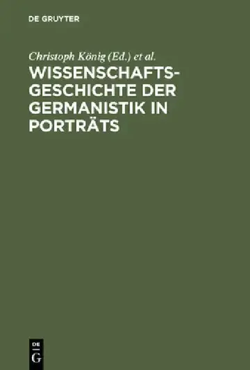 Cover of Wissenschaftsgeschichte Der Germanistik in Porträts