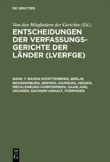 Cover of Baden-Wrttemberg, Berlin, Brandenburg, Bremen, Hamburg, Hessen, Mecklenburg-Vorpommern, Saarland, Sachsen, Sachsen-Anhalt, Thringen