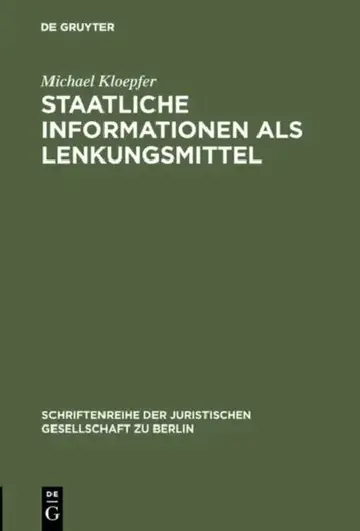 Cover of Staatliche Informationen als Lenkungsmittel