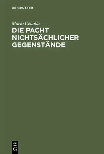 Cover of Die Pacht nichtsächlicher Gegenstände