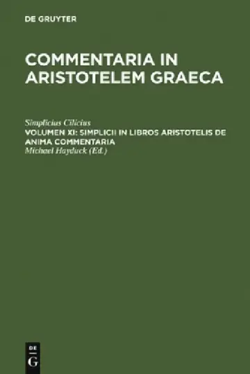 Cover of Simplicii in Libros Aristotelis de Anima Commentaria