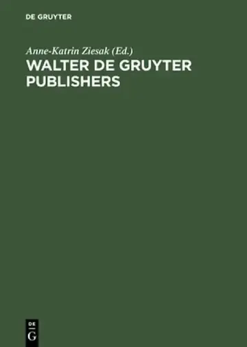 Cover of Walter de Gruyter Publishers