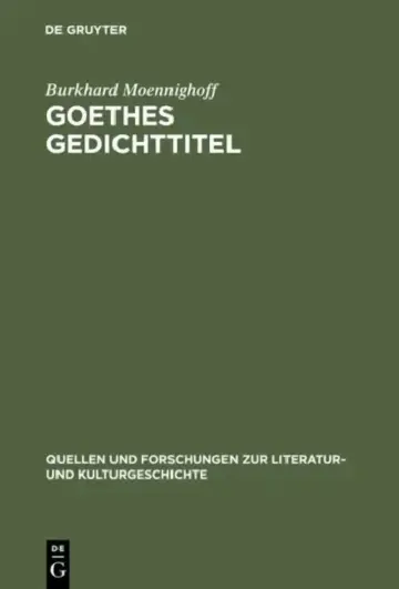 Cover of Goethes Gedichttitel