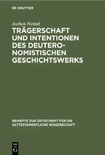 Cover of Trägerschaft Und Intentionen Des Deuteronomistischen Geschichtswerks