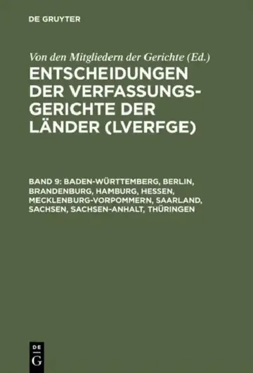 Cover of Baden-Wrttemberg, Berlin, Brandenburg, Hamburg, Hessen, Mecklenburg-Vorpommern, Saarland, Sachsen, Sachsen-Anhalt, Thringen
