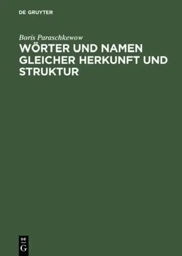Cover of Worter Und Namen Gleicher Struktur Und Herkunft