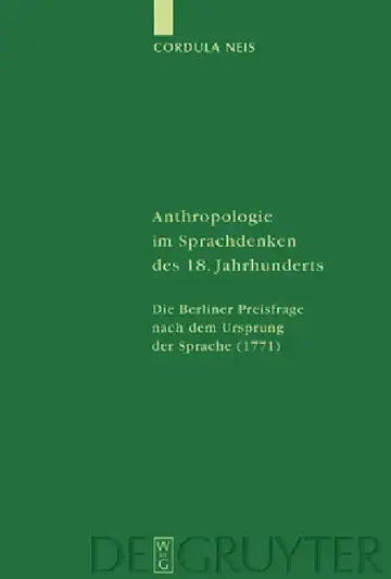 Cover of Anthropologie im Sprachdenken des 18. Jahrhunderts