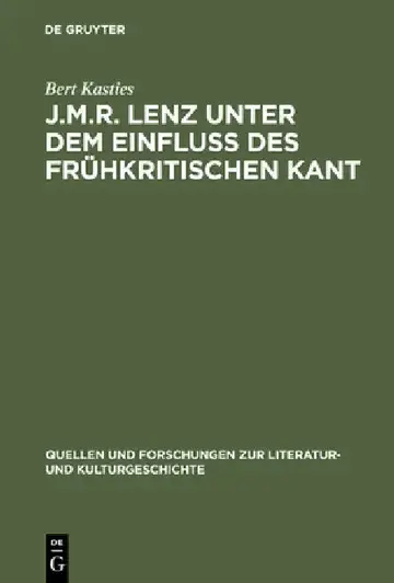 Cover of J.M.R. Lenz unter dem Einfluß des frühkritischen Kant