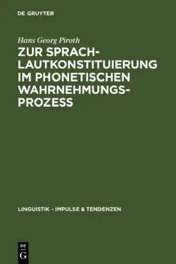 Cover of Zur Sprachlautkonstituierung im phonetischen Wahrnehmungsprozess