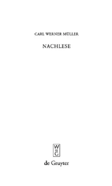 Cover of Nachlese