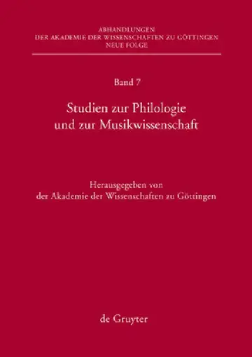 Cover of Studien Zur Philologie Und Zur Musikwissenschaft