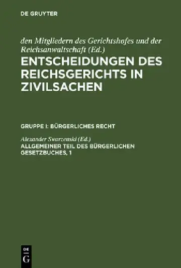 Cover of Entscheidungen des Reichsgerichts in Zivilsachen, Allgemeiner Teil des Bürgerlichen Gesetzbuches, 1