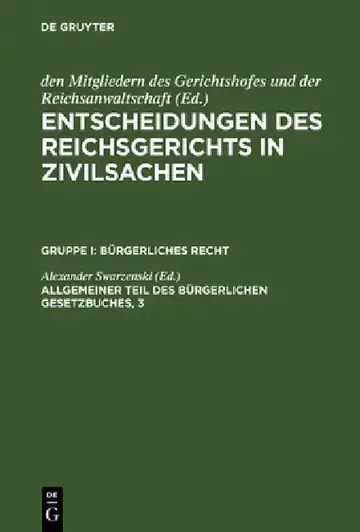 Cover of Entscheidungen des Reichsgerichts in Zivilsachen, Allgemeiner Teil des Bürgerlichen Gesetzbuches, 3
