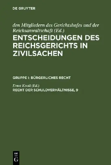 Cover of Entscheidungen des Reichsgerichts in Zivilsachen, Recht der Schuldverhältnisse, 9