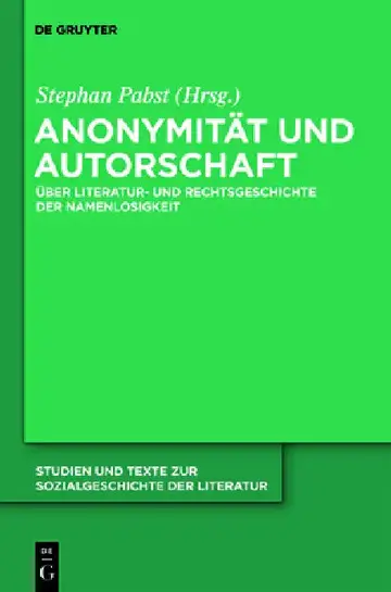 Cover of Anonymität und Autorschaft