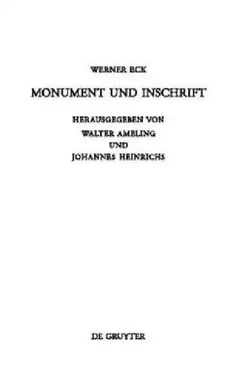 Cover of Monument und Inschrift