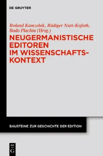 Cover of Neugermanistische Editoren im Wissenschaftskontext