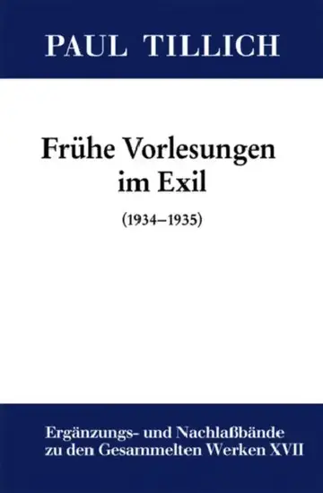 Cover of Frühe Vorlesungen im Exil