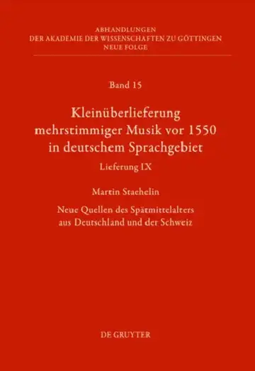 Cover of Kleinüberlieferung mehrstimmiger Musik vor 1550 in deutschem Sprachgebiet, Lieferung IX