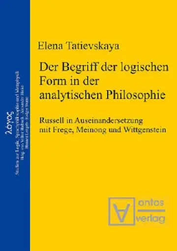 Cover of Der Begriff Der Logischen Form in Der Analytischen Philosophie