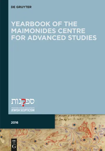Cover of Yearbook of the Maimonides Centre for Advanced Studies. 2016