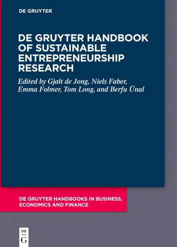Cover of De Gruyter Handbook of Sustainable Entrepreneurship Research