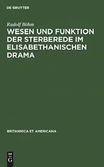 Cover of Wesen und Funktion der Sterberede im elisabethanischen Drama