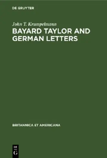 Cover of Bayard Taylor and German Letters