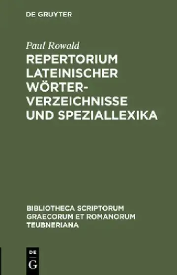 Cover of Repertorium Lateinischer Wörterverzeichnisse Und Speziallexika
