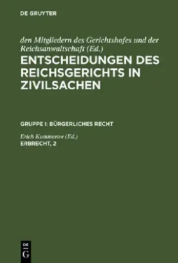 Cover of Entscheidungen des Reichsgerichts in Zivilsachen, Erbrecht, 2
