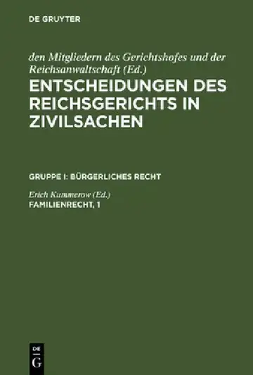 Cover of Entscheidungen des Reichsgerichts in Zivilsachen, Familienrecht, 1