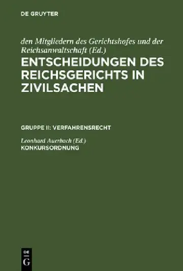 Cover of Entscheidungen des Reichsgerichts in Zivilsachen, Konkursordnung