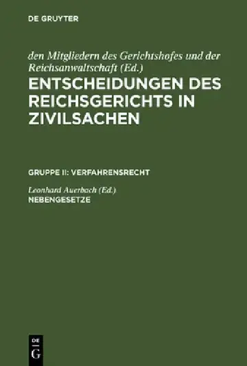 Cover of Entscheidungen des Reichsgerichts in Zivilsachen, Nebengesetze