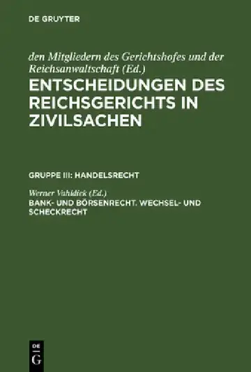 Cover of Entscheidungen des Reichsgerichts in Zivilsachen, Bank- und Börsenrecht. Wechsel- und Scheckrecht