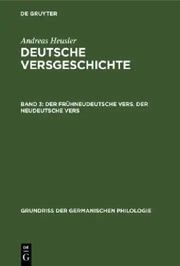 Cover of Der Frühneudeutsche Vers. Der Neudeutsche Vers