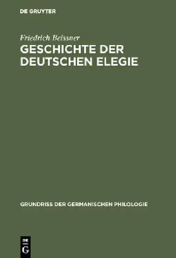 Cover of Geschichte der deutschen Elegie